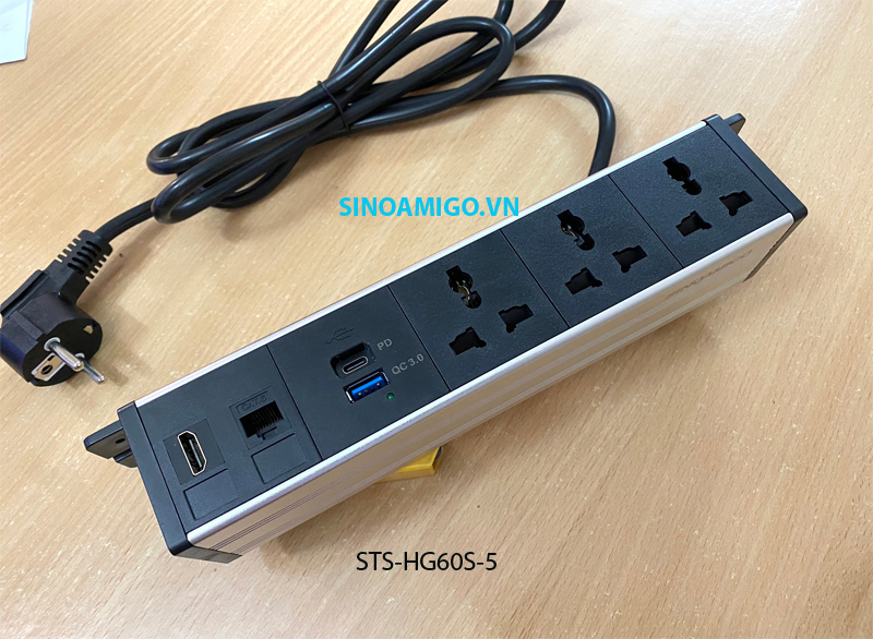 Ổ cắm điện âm bàn cao cấp Sinoamigo lắp bắt vít STS-HG60S-5 cao cấp âm bàn